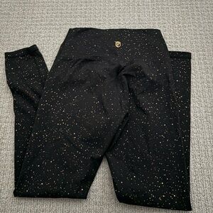 Black Leggings with Gold Speckles